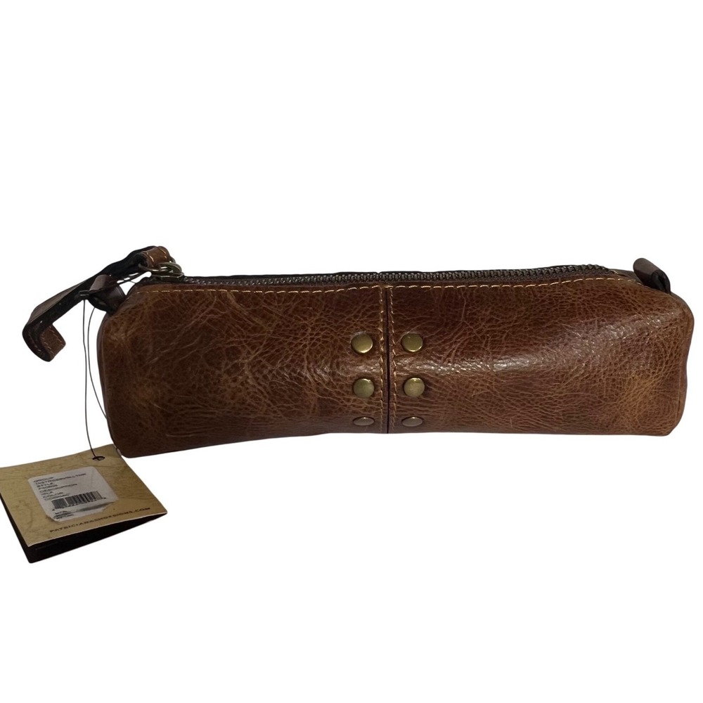 Patricia Nash Isla Cosmetic‎ Case Womens Cognac Distressed Vintage Leather Pouch